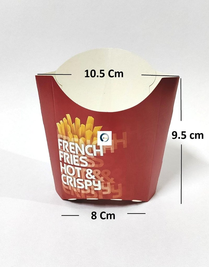 Adaamya® - 100 Pcs Multi Color Printed Bio-degradable Disposable French Fries Snack Holder Paper Box Cup Containers for Party, Picnic, Delivery & Takeaway (100) - Image 3