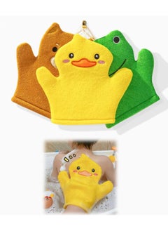 SYOSI 3 Pcs Bubble Glove Baby Bath Mitt Wash Hand Puppet for Kids Toddler Sponge Washcloth Adults Body Scrubber Ducks Frog Bear  - Image 1