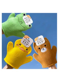 SYOSI 3 Pcs Bubble Glove Baby Bath Mitt Wash Hand Puppet for Kids Toddler Sponge Washcloth Adults Body Scrubber Ducks Frog Bear  - Image 4
