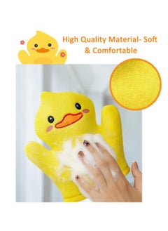 SYOSI 3 Pcs Bubble Glove Baby Bath Mitt Wash Hand Puppet for Kids Toddler Sponge Washcloth Adults Body Scrubber Ducks Frog Bear  - Image 3