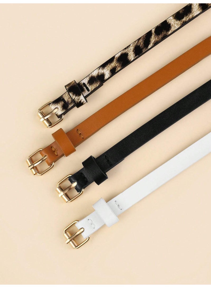 Shein 4PCS Women's Thin Waist Belt Set with Square Buckle – Elegant Multi-Color Fashion Belts for Dresses & Casual Wear - Image 3