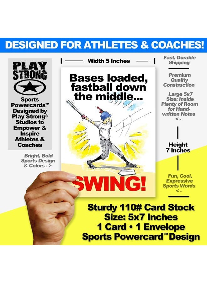 Play Strong BASEBALL BIRTHDAY Card 1-Pack (5x7) Power Player Illustrated Sports Birthday Cards Greeting Cards- Awesome for Baseball Players, Coaches and Fans Birthdays, Gifts and Parties! - Image 2