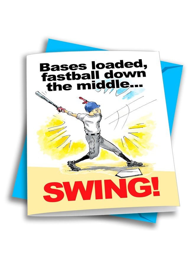 Play Strong BASEBALL BIRTHDAY Card 1-Pack (5x7) Power Player Illustrated Sports Birthday Cards Greeting Cards- Awesome for Baseball Players, Coaches and Fans Birthdays, Gifts and Parties! - Image 1