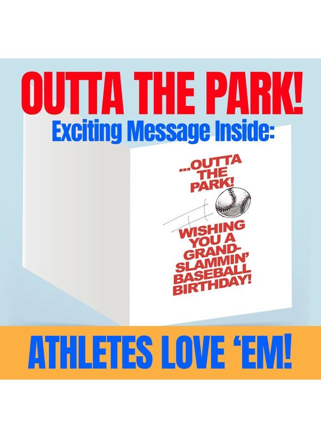 Play Strong BASEBALL BIRTHDAY Card 1-Pack (5x7) Power Player Illustrated Sports Birthday Cards Greeting Cards- Awesome for Baseball Players, Coaches and Fans Birthdays, Gifts and Parties! - Image 3