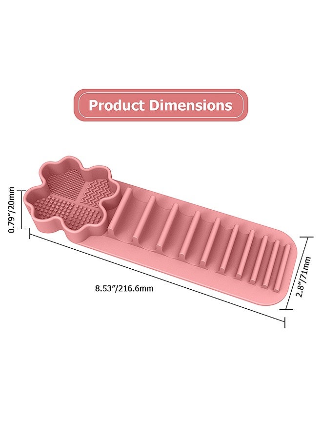 إم إكس إن مكياج فرشاة تجفيف رف، 2 في 1 تصميم مكياج فرشاة تنظيف سجادة سليكون لينة تركيب مكياج فرشاة الأسنان حامل المنظّم مكياج حامل الفرشاة مكيف منظّم الفرشاة مع 11 فتحة لتخزين التجفيف فرش - Image 2