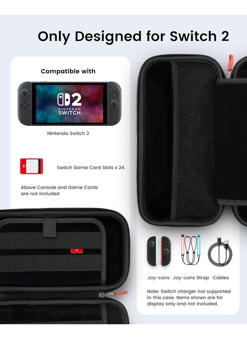 Transnovo Carrying Case Compatible with Nintendo Switch 2 (2025) with 24 Game Slots, Compact and Travel Friendly, Durable EVA Hard Shell, Large-Capacity Storage for Switch 2 Console and Accessories  - Image 2