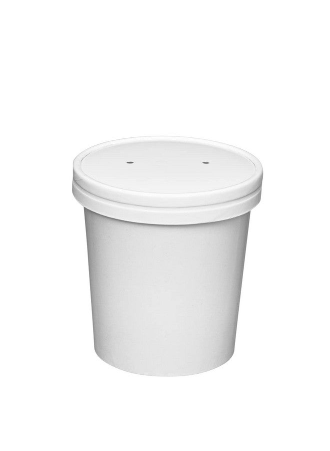 Gusto 12 oz. Double-Wall Poly White Paper Containers with Vented lids [25 Sets] - Image 2