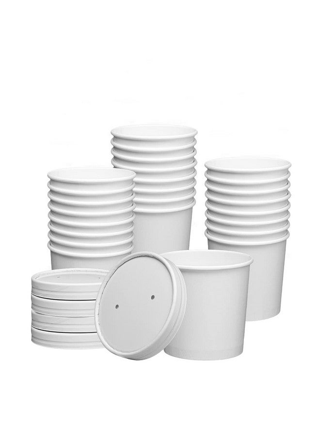 Gusto 12 oz. Double-Wall Poly White Paper Containers with Vented lids [25 Sets] - Image 1