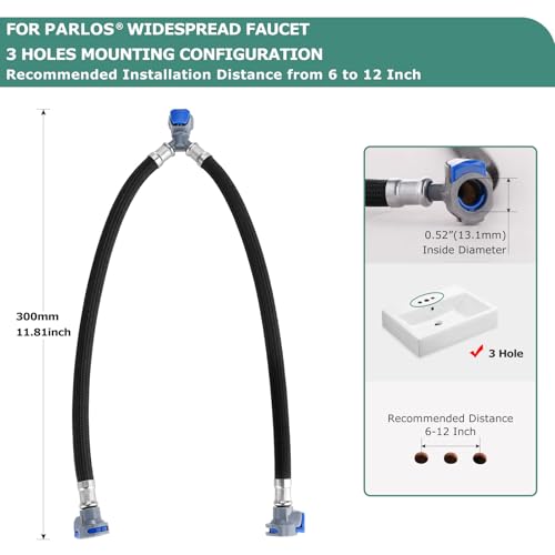 PARLOS Replacement Quick Connect Hose Hot & Cold Water Mixer Line for PARLOS Widespread Faucet with Snap-in Fast Lock, 2102601 - Image 2
