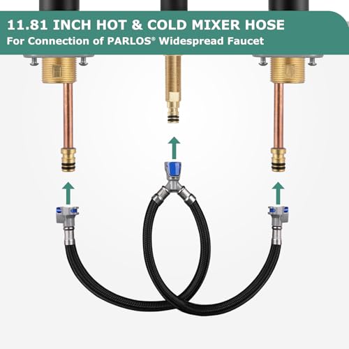 PARLOS Replacement Quick Connect Hose Hot & Cold Water Mixer Line for PARLOS Widespread Faucet with Snap-in Fast Lock, 2102601 - Image 3
