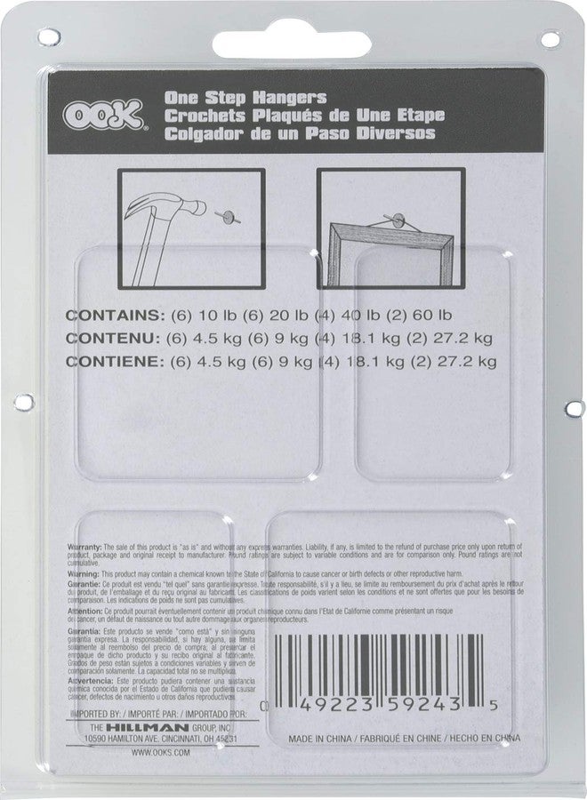 OOK 59243 Picture Hangers, Art Hangers, One Step Installation, Brass Finish, 60Lb., 18 Piece - Image 2