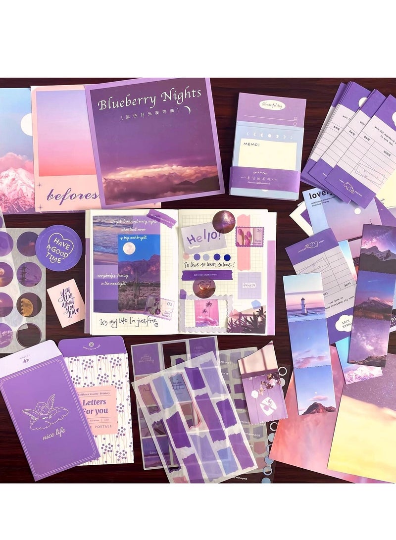 D&L Scrapbook Supplies Kit For Art Diary Trash Diary Sunset Vintage Diary Supplies Aesthetic Scrapbook Sticker Craft Kit With A6 Grid Notebook DIY Scrapbook Journal Kit Set Gifts For Girls - Image 5