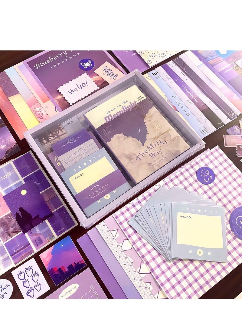 D&L Scrapbook Supplies Kit For Art Diary Trash Diary Sunset Vintage Diary Supplies Aesthetic Scrapbook Sticker Craft Kit With A6 Grid Notebook DIY Scrapbook Journal Kit Set Gifts For Girls - Image 3