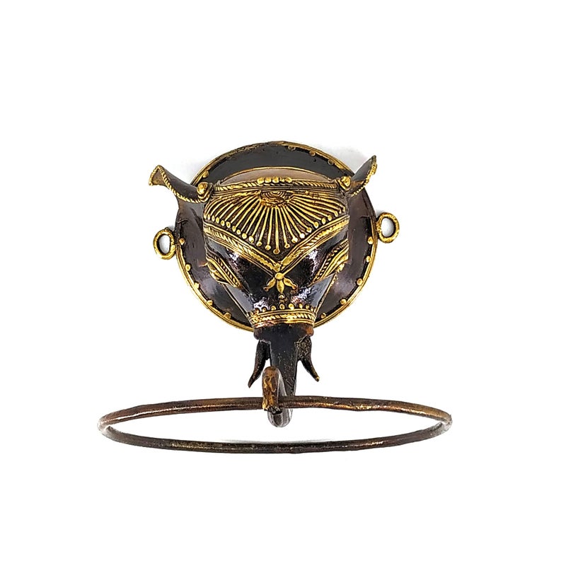 Shambhavi Creations Brass Towel Ring Holder for Bathroom, Kitchen, and Room, Antique Elephant Design Napkin Ring, Bastar Art. - Image 5