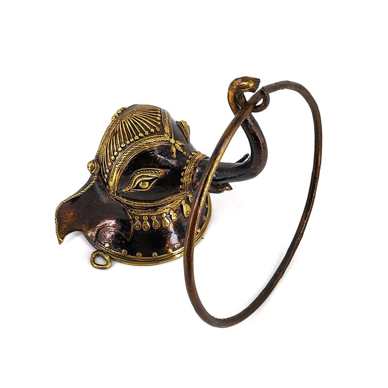 Shambhavi Creations Brass Towel Ring Holder for Bathroom, Kitchen, and Room, Antique Elephant Design Napkin Ring, Bastar Art. - Image 1