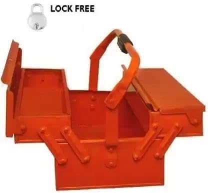 Bosney High Grade Metal Tool Box for ToolsTool Kit Box for Home and GarageTool Box Without Tools3 Compartment Orange - Image 3