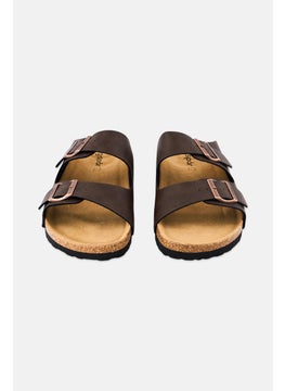 Algspar Men Buckle Slip On Cork Sandals, Dark Brown  - Image 4