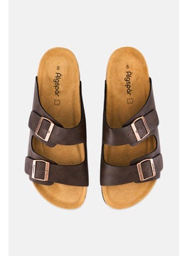 Algspar Men Buckle Slip On Cork Sandals, Dark Brown  - Image 3
