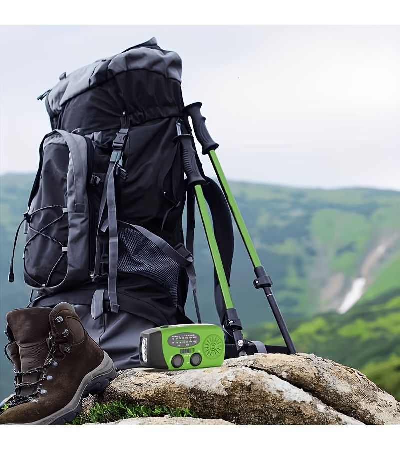 Hand Crank AM FM NOAA Solar Radio 2000mAh Battery Phone Charger SOS Flashlight Green - Image 4