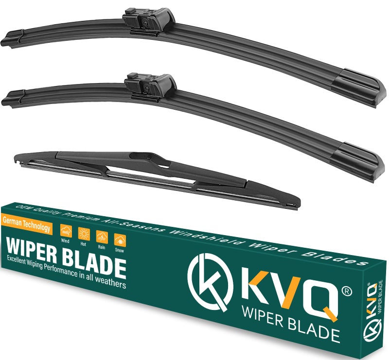 KVQ Windshield Wiper Blades Replacement for Ford Fiesta 2009 2010 2011 2012 2013 2014 2015 2016 2017 2018 2019 Original Factory Quality Front Rear Wiper Blade Set 26 15 12 Set of 3