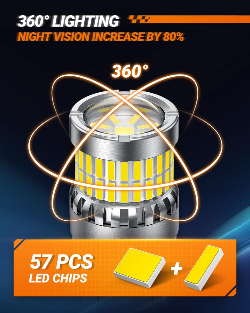 SEALIGHT Reverse Light Bulbs, 3157 LED Bulb White, 700% Brighter 3156 3057 4157 4114 T25 Bulbs 57-SMD LED Chipset with Projector Len for Brake Light, DRL, Backup Light, Pack of 2 - Image 4