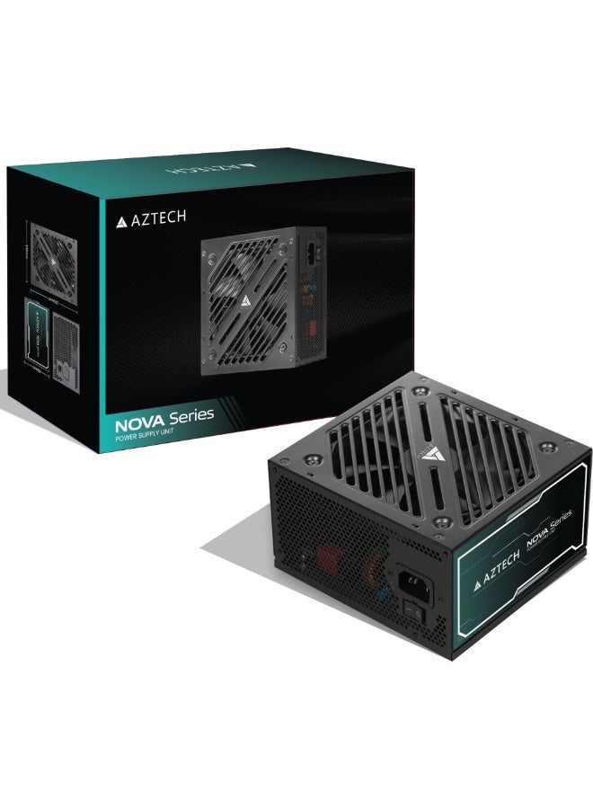 Aztech NOVA 750W Power Supply High Performance Silent 120mm Fan Non-Modular ATX PSU High Output +12V Long Cables Full Protection Supports RTX 3070, RX 6700 XT, Ryzen, Intel Gaming PC PSU - Image 1