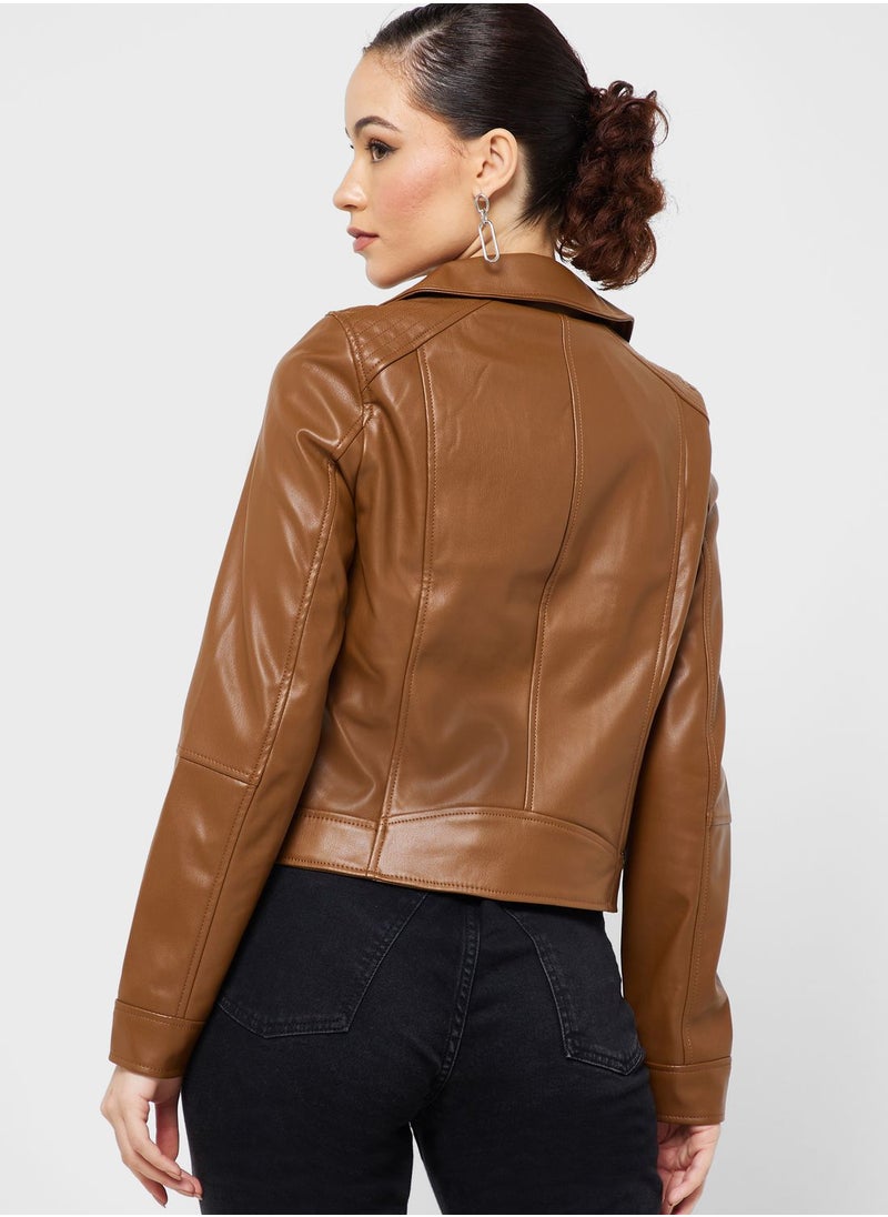 VERO MODA - Pu Zip Detail Jacket - Image 1