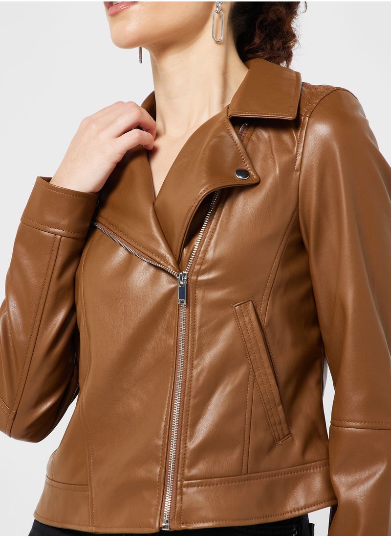 VERO MODA - Pu Zip Detail Jacket - Image 1