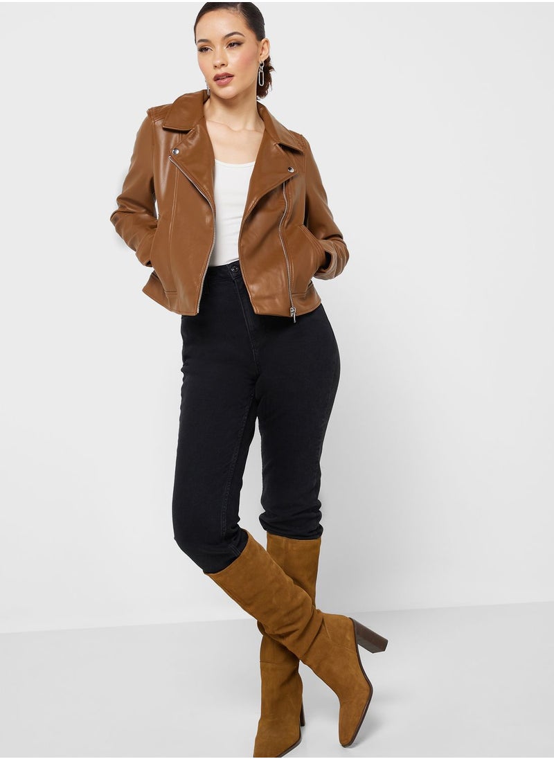 VERO MODA - Pu Zip Detail Jacket - Image 1