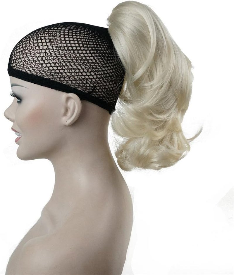 Lydell 12 Dual Use Straight Curly Styled Clip In Claw Ponytail Hair Extension Synthetic Hairpiece 125g with a jawclaw clip 613A Light Blonde