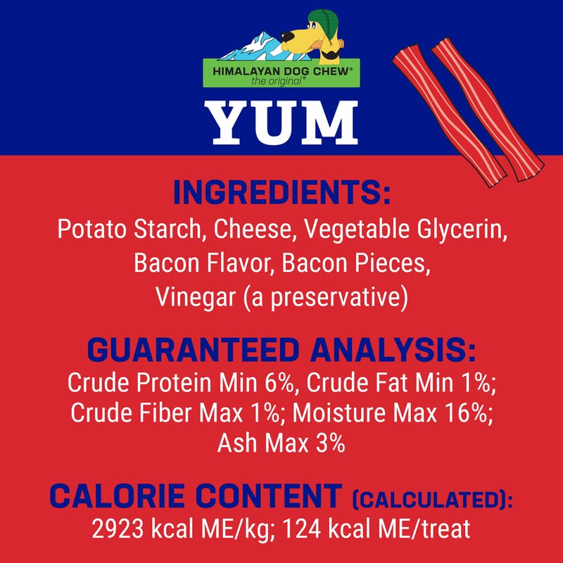 Himalayan Dog Chew Yak Cheese Dog Chews, Lactose Free & Grain Free, USA Made, For All Dog Breeds, Medium Density Cheese Chew, Resealable Pouch with 3 YUM Treats, Bacon Flavor - Image 5