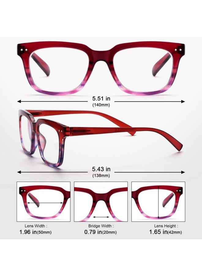 CHOFILORD 6 Pack Fashion Reading Glasses for Women Men Blue Light Blocking Oversized Square Readers with Spring Hinge (Mixed A2, 1.5, x) - Image 3