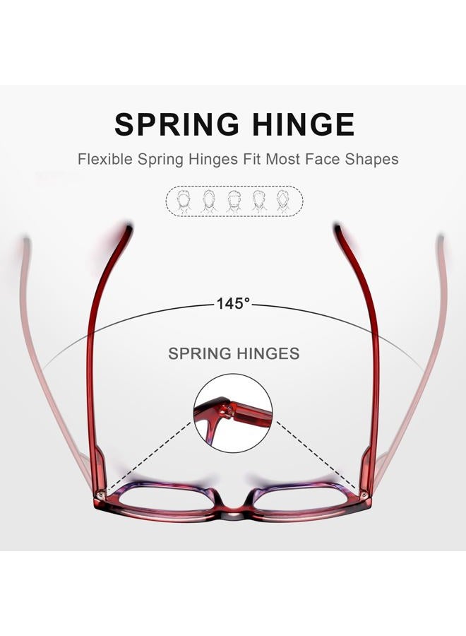 CHOFILORD 6 Pack Fashion Reading Glasses for Women Men Blue Light Blocking Oversized Square Readers with Spring Hinge (Mixed A2, 1.5, x) - Image 4