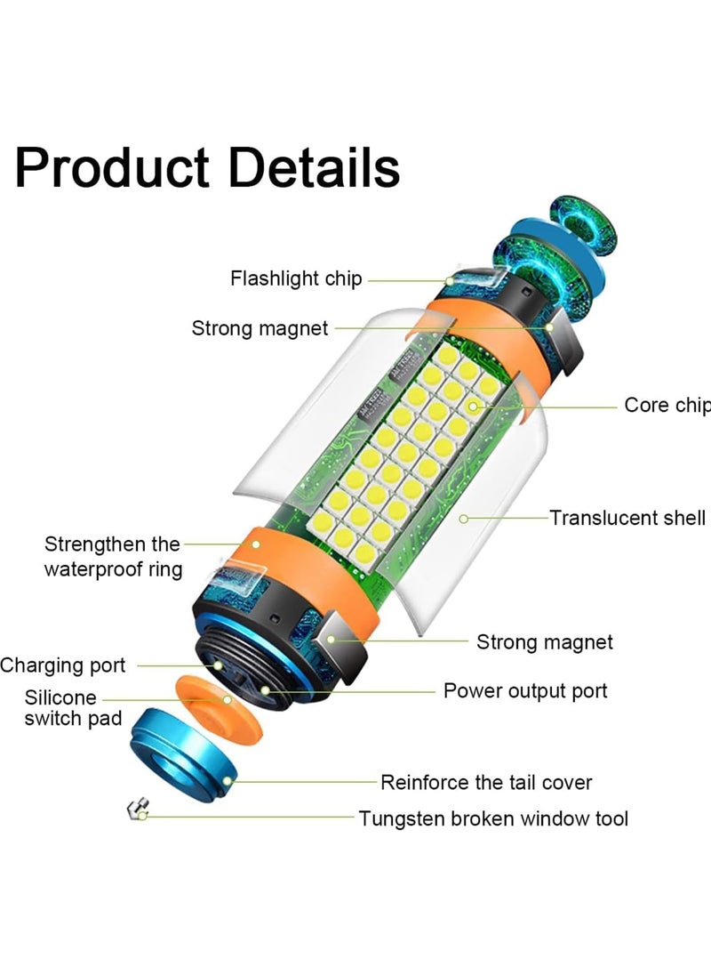 Rock Pow Camping lantern Rechargeable Flashlight Waterproof 7800mAh Magnetic LED Work Light Portable Torch for Hiking Camping Outdoor Indoor Fishing Emergency Warning light with USB Cable & Hand Wrist Strap  - Image 2