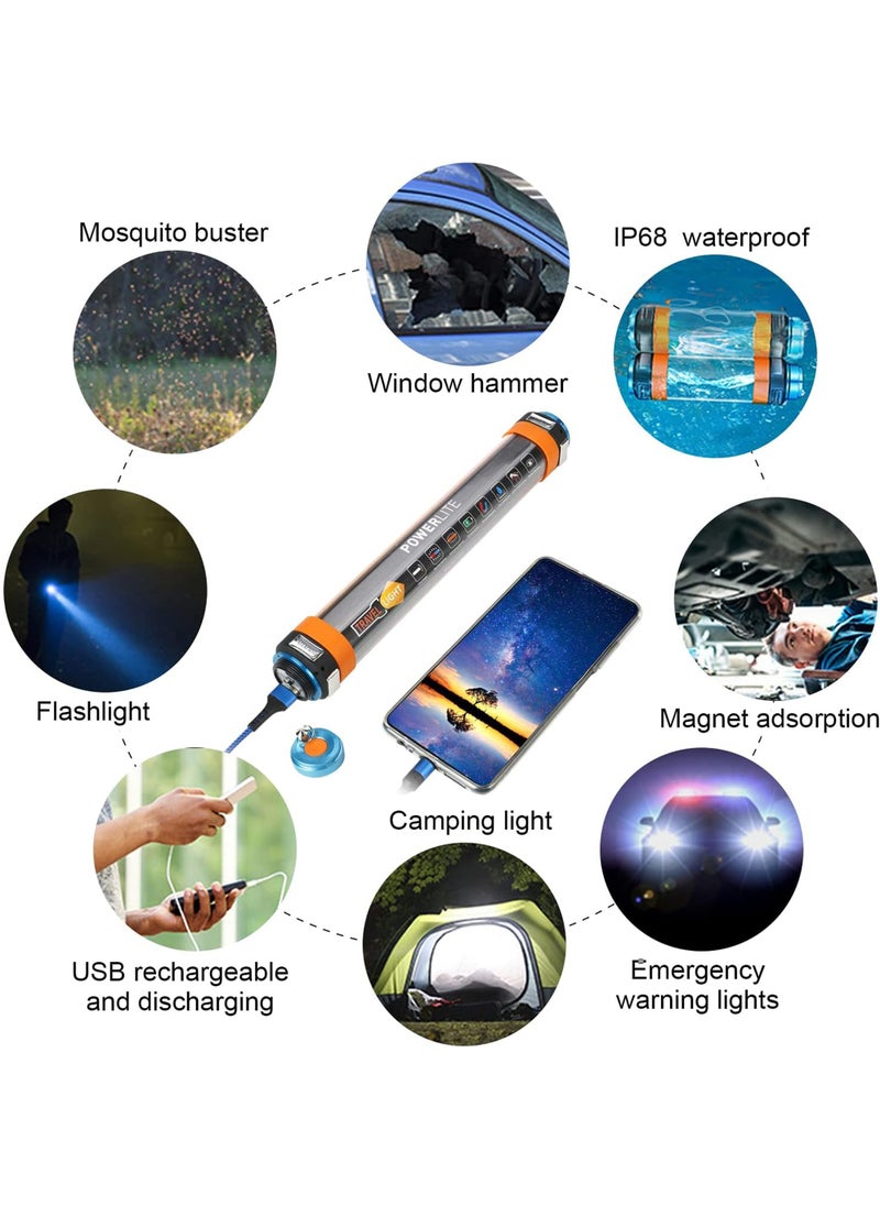 Rock Pow Camping lantern Rechargeable Flashlight Waterproof 7800mAh Magnetic LED Work Light Portable Torch for Hiking Camping Outdoor Indoor Fishing Emergency Warning light with USB Cable & Hand Wrist Strap  - Image 3