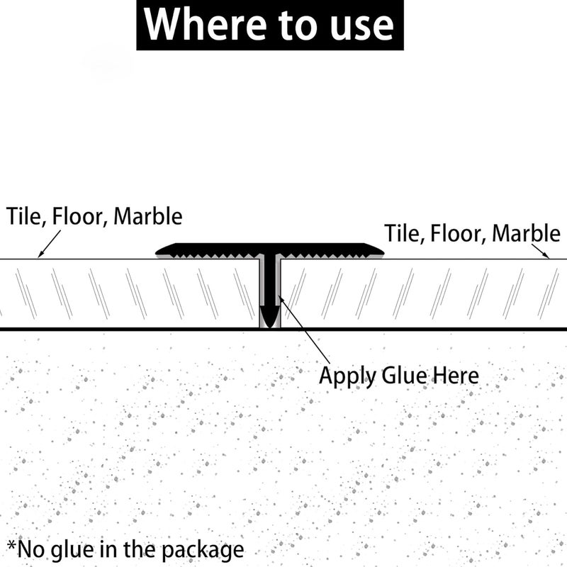 Trimold 3Pcs Aluminum T Molding Trim & Floor Transition Strips, Flat Divider Strip for Door Threshold and Joining Flooring Gaps of Laminate Planks Tile (2.9Ft x 0.8In, Matte Black) - Image 5