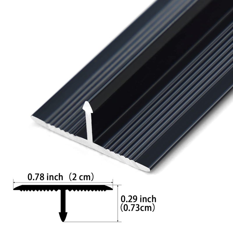 Trimold 3Pcs Aluminum T Molding Trim & Floor Transition Strips, Flat Divider Strip for Door Threshold and Joining Flooring Gaps of Laminate Planks Tile (2.9Ft x 0.8In, Matte Black) - Image 2