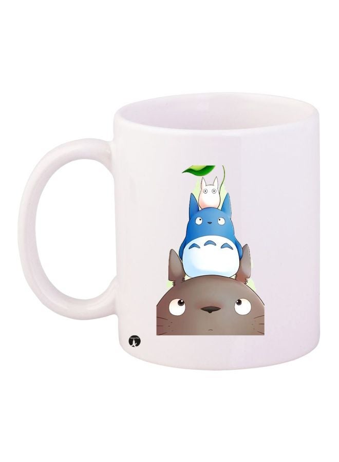 Cartoon Printed Coffee Mug White/Brown/Blue 11ounce