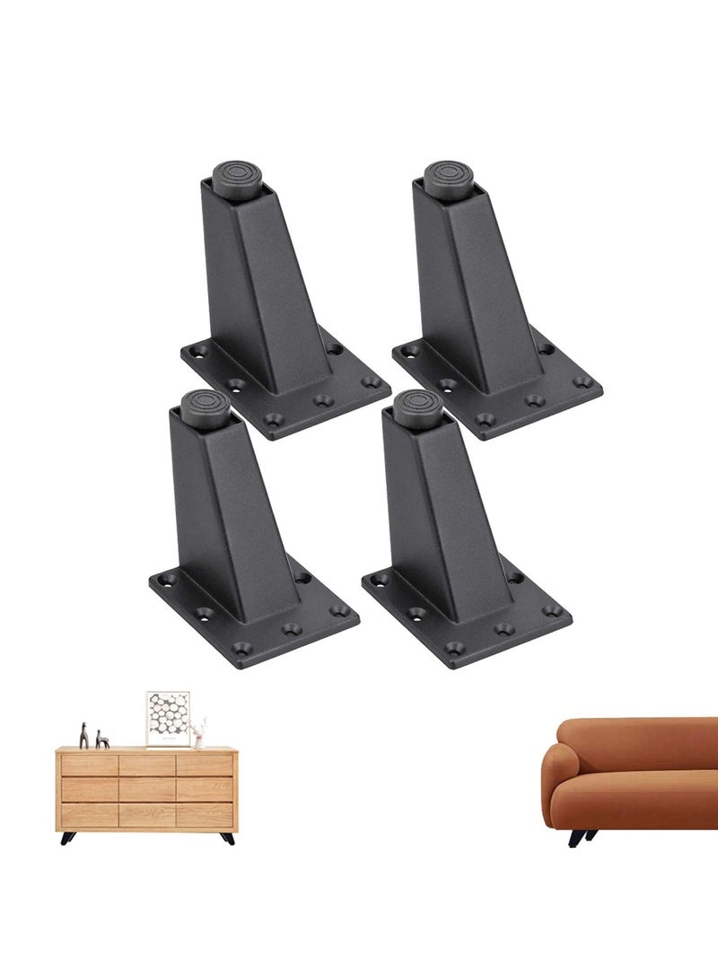 Generic Adjustable Furniture Legs, 4Pcs Aluminum Alloy Oblique Tapered Legs Kitchen Feet Chair Legs for Sofa Table Cabinet Worktop Bar TV Desk Support Legs (Black)  - Image 1