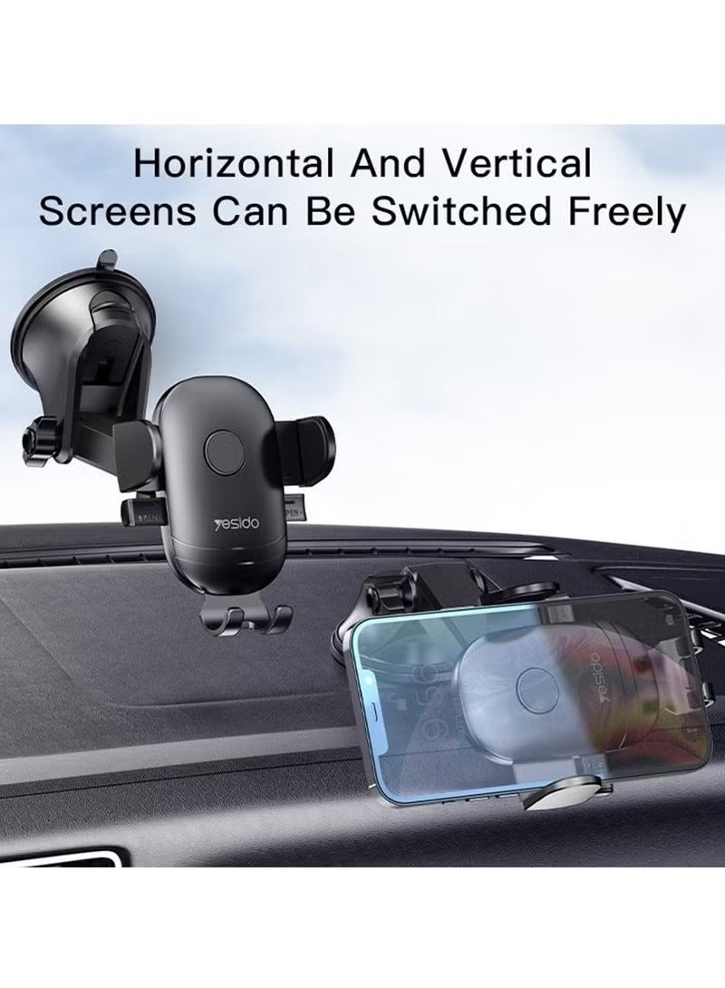 Yesido C195 Mobile Phone Holder Cup Mount – Tightly Grip Design, 360° Rotational Adjustable Car Cup Holder – Secure Fit for iPhone, Android, GPS, and More – Easy Installation, Black  - Image 2