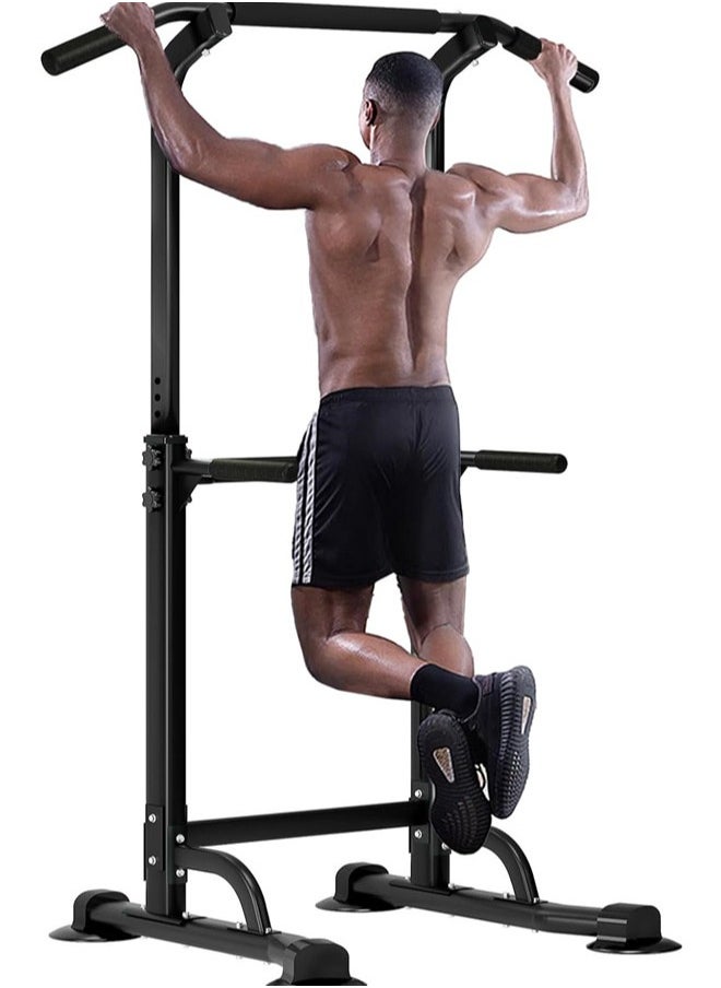 Denzoz - Power Tower Pull Up Bar and Dip Station Adjustable Height Dip Stand Multi-Functional Strength Training Fitness Workout Station - Image 1