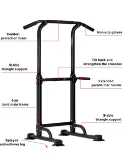 Denzoz Power Tower Pull Up Bar and Dip Station Adjustable Height Dip Stand Multi-Functional Strength Training Fitness Workout Station  - Image 4