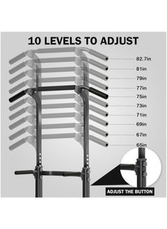Denzoz Power Tower Pull Up Bar and Dip Station Adjustable Height Dip Stand Multi-Functional Strength Training Fitness Workout Station  - Image 5