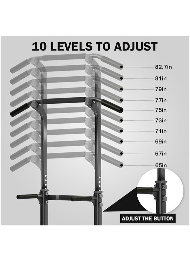 Denzoz - Power Tower Pull Up Bar and Dip Station Adjustable Height Dip Stand Multi-Functional Strength Training Fitness Workout Station - Image 1