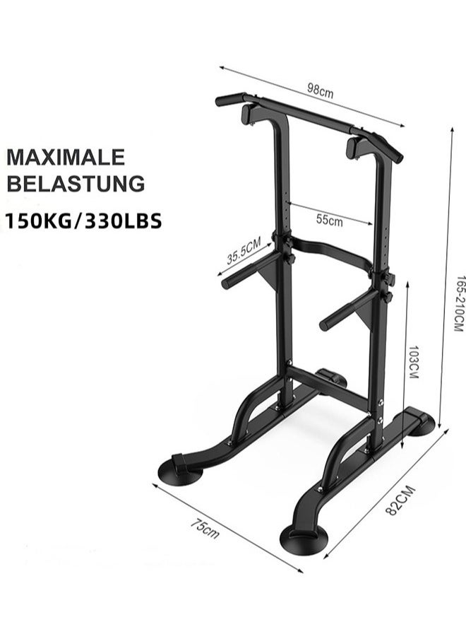 Denzoz - Power Tower Pull Up Bar and Dip Station Adjustable Height Dip Stand Multi-Functional Strength Training Fitness Workout Station - Image 1