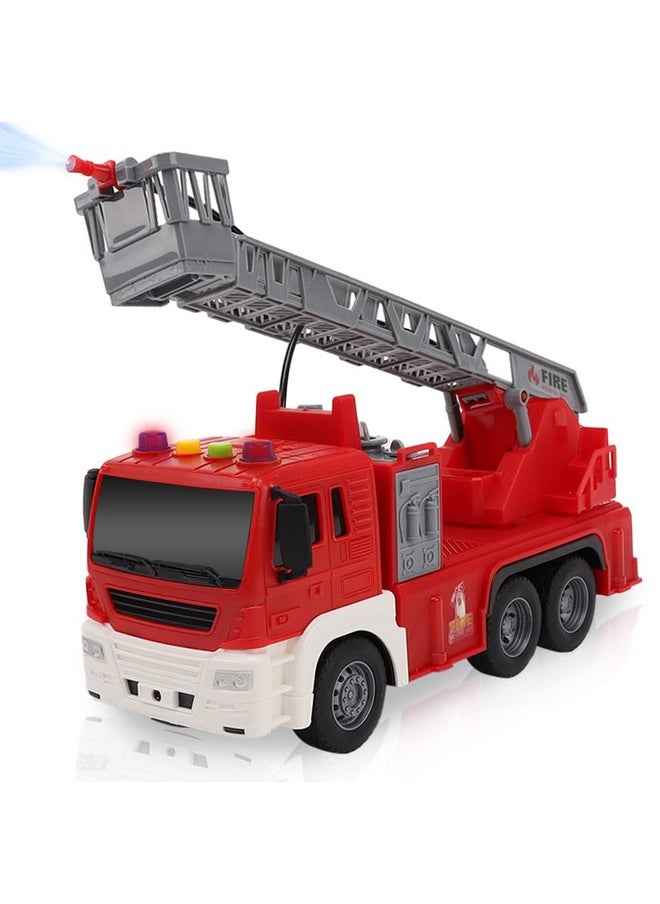 ArtCreativity ArtCreativity Light Up Ladder Fire Truck, Red Firetruck Toys for Kids with Lights, Sounds, Water-Spraying Hose, and Extendable Ladder, Light-Up Push and Go Firefighter Toys for Kids, Great Gift Idea  - Image 1