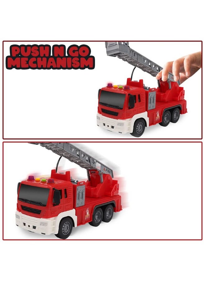 ArtCreativity ArtCreativity Light Up Ladder Fire Truck, Red Firetruck Toys for Kids with Lights, Sounds, Water-Spraying Hose, and Extendable Ladder, Light-Up Push and Go Firefighter Toys for Kids, Great Gift Idea  - Image 4