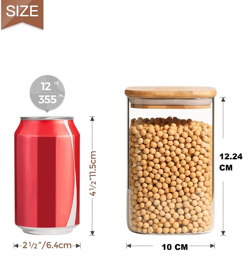 TIENER Glass Food Storage 01 PIECE 950 ML Containers with Airtight Bamboo Lid, Thickened Coffee Storage Jars for Home Kitchen, Pantry Tea, Spices, Snack, Salt, Grains, Pasta - Image 3