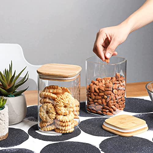 TIENER Glass Food Storage 01 PIECE 950 ML Containers with Airtight Bamboo Lid, Thickened Coffee Storage Jars for Home Kitchen, Pantry Tea, Spices, Snack, Salt, Grains, Pasta - Image 4
