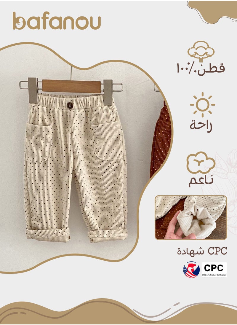Bafanou Bafanou Baby Spring Pants 0-3Y Corduroy Autumn Polka Dot Infant Unisex Trousers  - Image 2